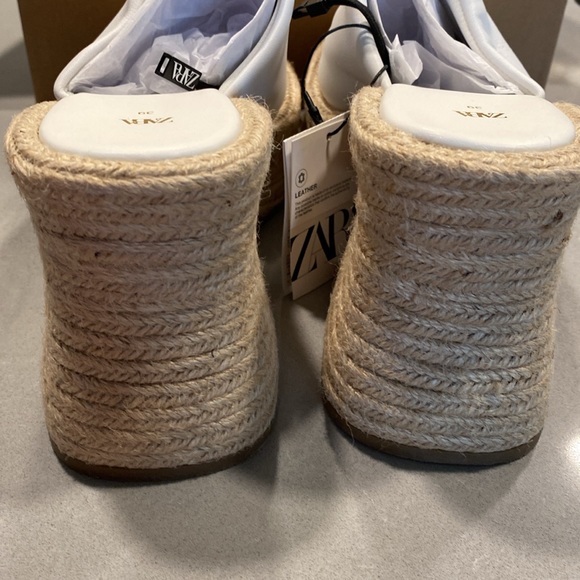 Zara Genuine Soft Leather Platform Sandal Heel Mule NWT Bloggers Free People 39 - Picture 15 of 16
